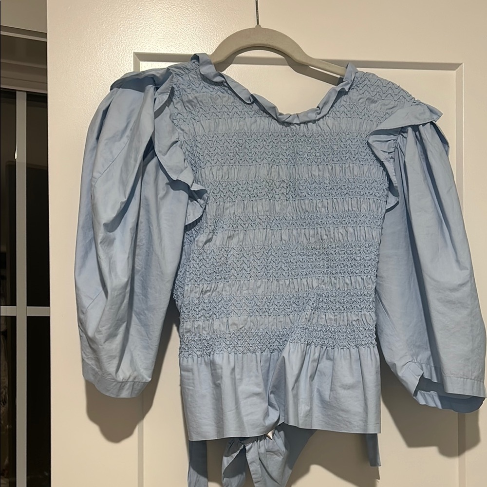 SEA smocked blue top